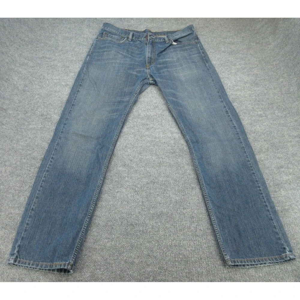 Levis Mens Jeans 505 Regular Fit Blue Denim Straight Leg Y2K 36x34